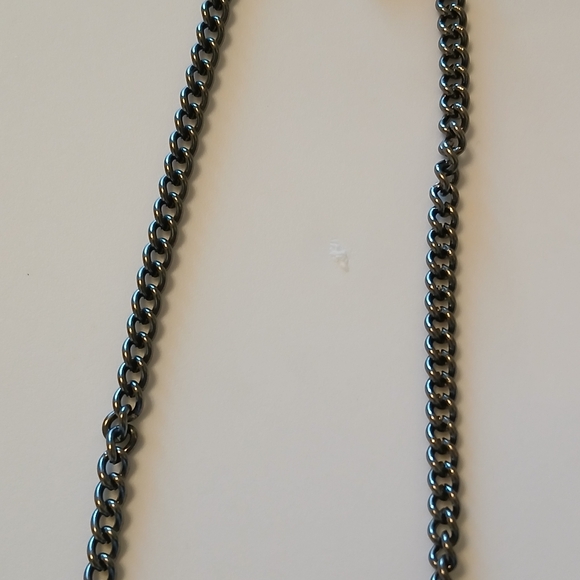 Vera Wang Dark Blue Silver Tone Multi Strand Rhinestone Beaded Ball Bib Necklace - Picture 6 of 11